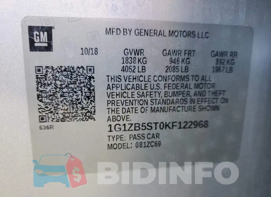 1G1ZB5ST0KF122968 Photo# 12