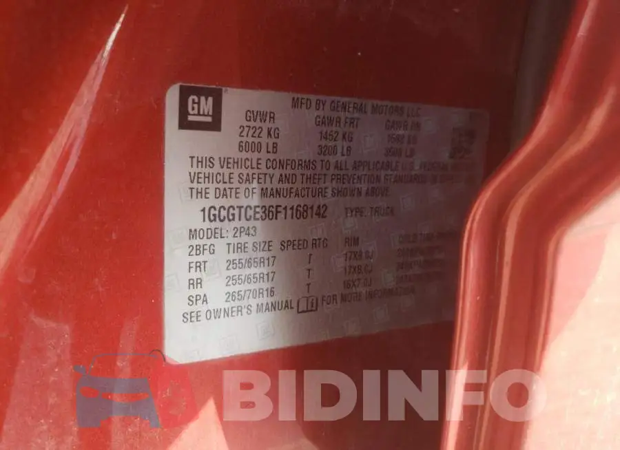 1GCGTCE36F1168142 Photo# 12