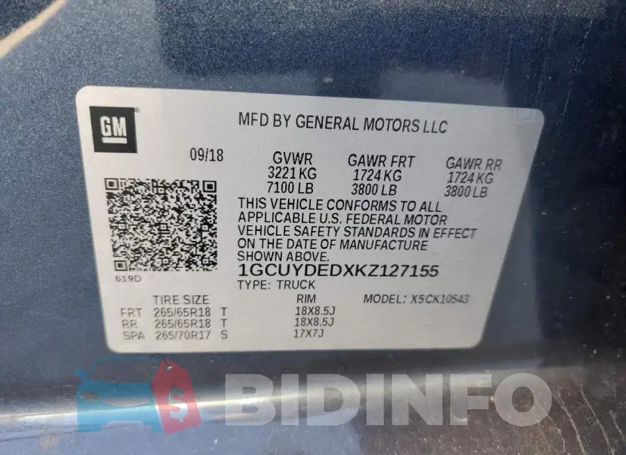 1GCUYDEDXKZ127155 Photo# 12