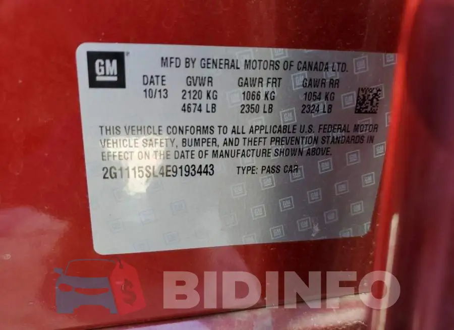2G1115SL4E9193443 Photo# 12