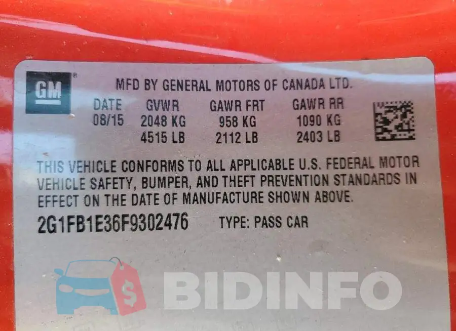 2G1FB1E36F9302476 Photo# 13