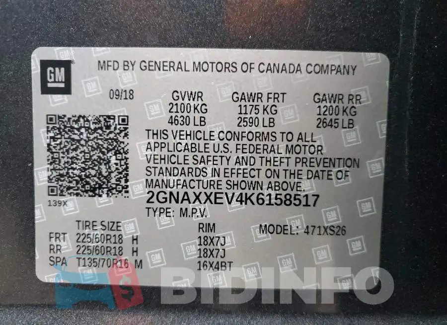 2GNAXXEV4K6158517 Photo# 13
