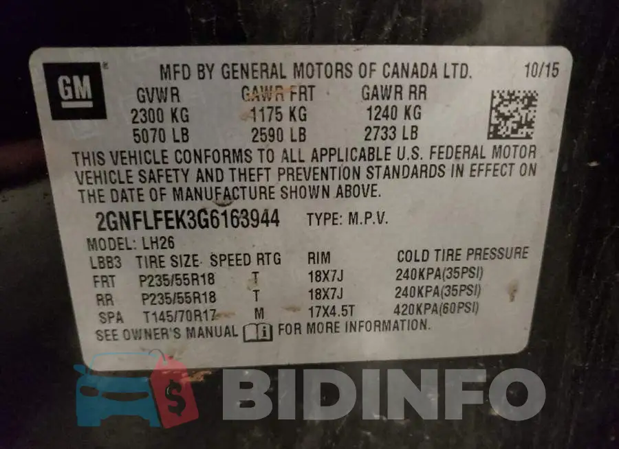 2GNFLFEK3G6163944 Photo# 12
