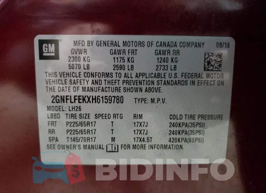 2GNFLFEKXH6159780 Photo# 13