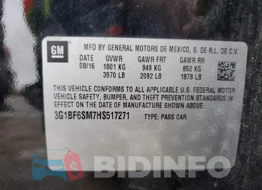 3G1BF6SM7HS517271 Photo# 13