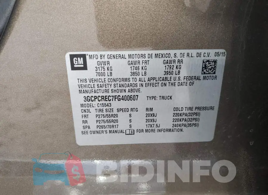3GCPCREC7FG400607 Photo# 14