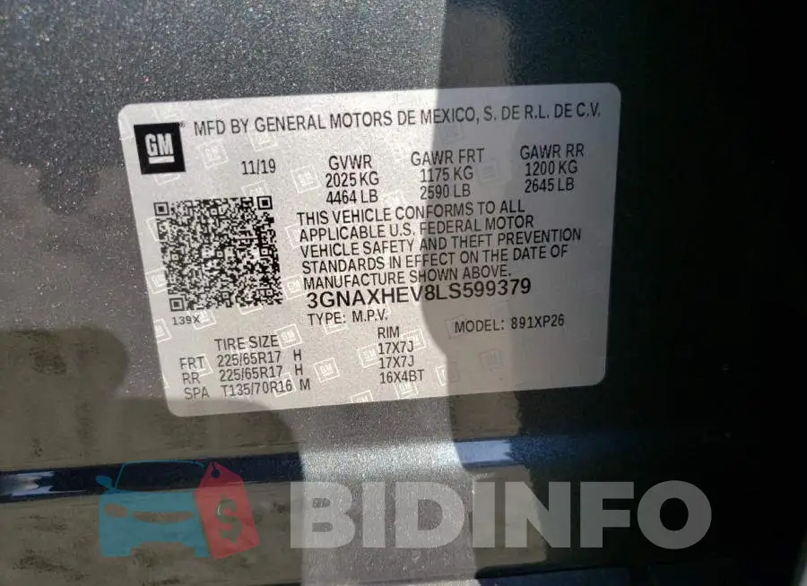3GNAXHEV8LS599379 Photo# 13