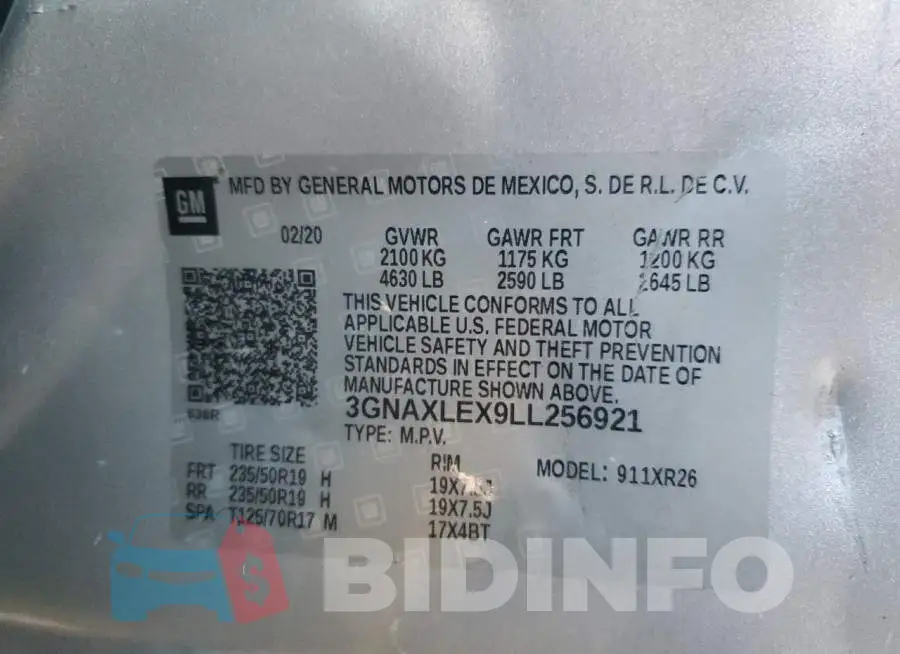 3GNAXLEX9LL256921 Photo# 12