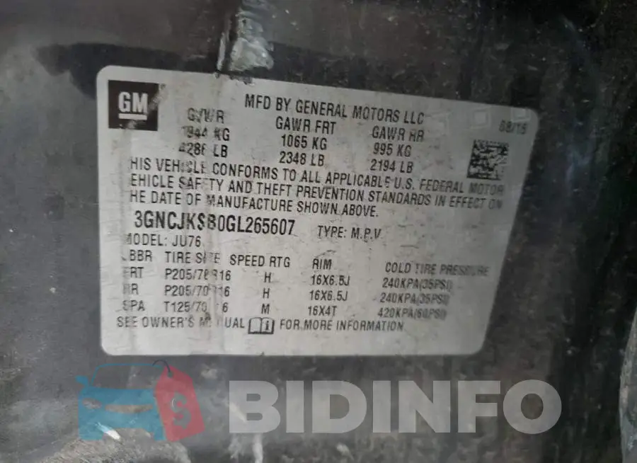 3GNCJKSB0GL265607 Photo# 14