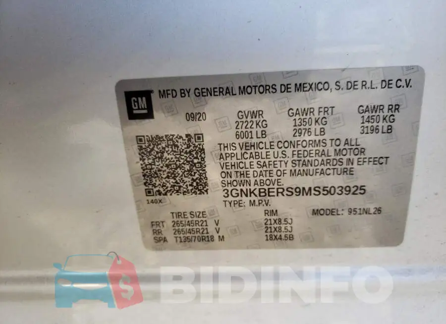 3GNKBERS9MS503925 Photo# 14