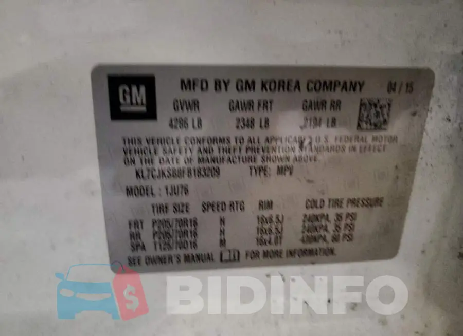 KL7CJKSB8FB183209 Photo# 14