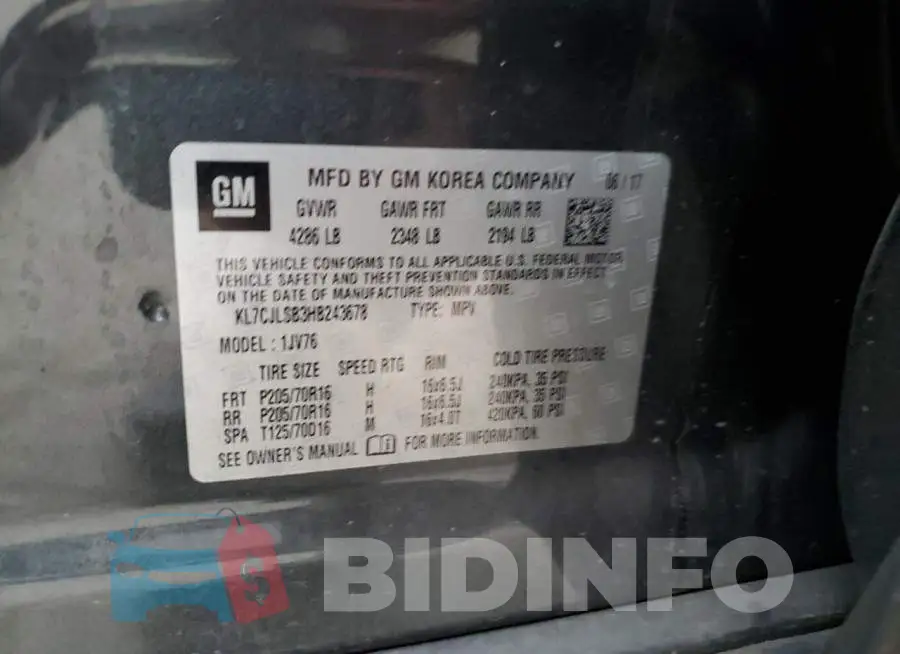 KL7CJLSB3HB243678 Photo# 12