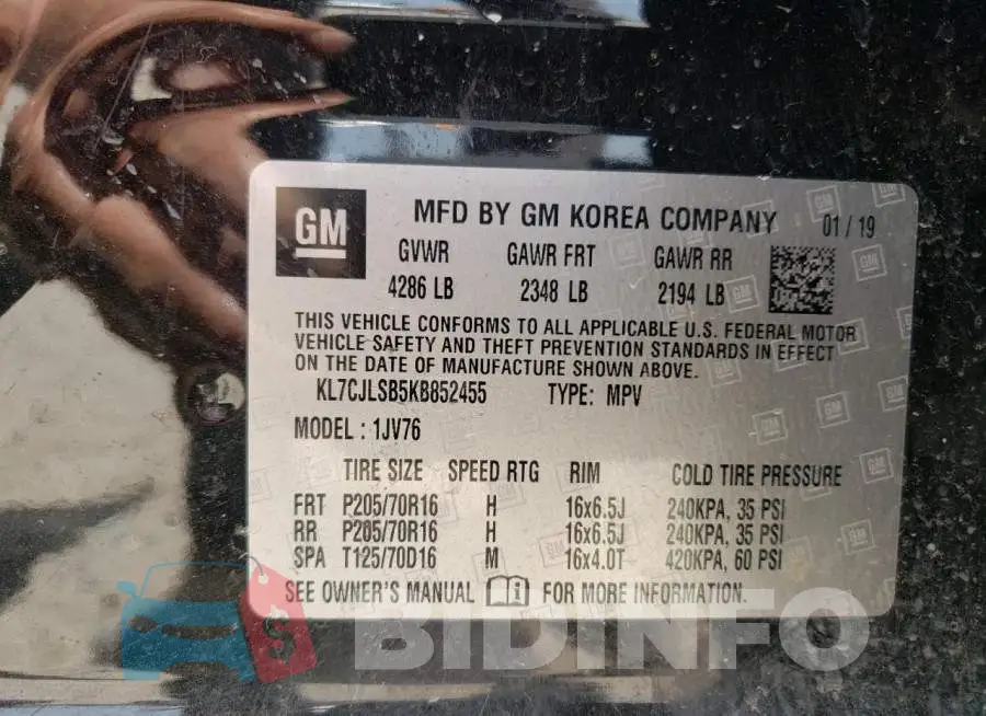 KL7CJLSB5KB852455 Photo# 13