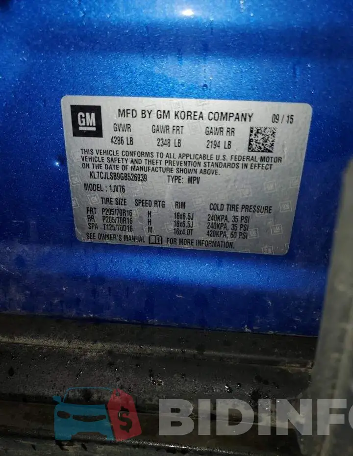 KL7CJLSB9GB526939 Photo# 13
