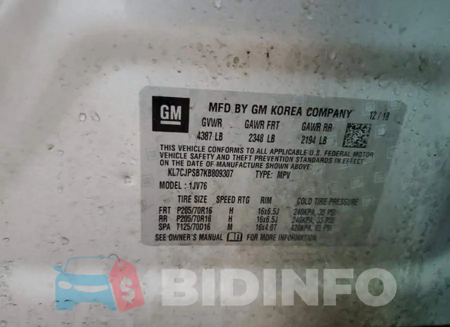 KL7CJPSB7KB809307 Photo# 13