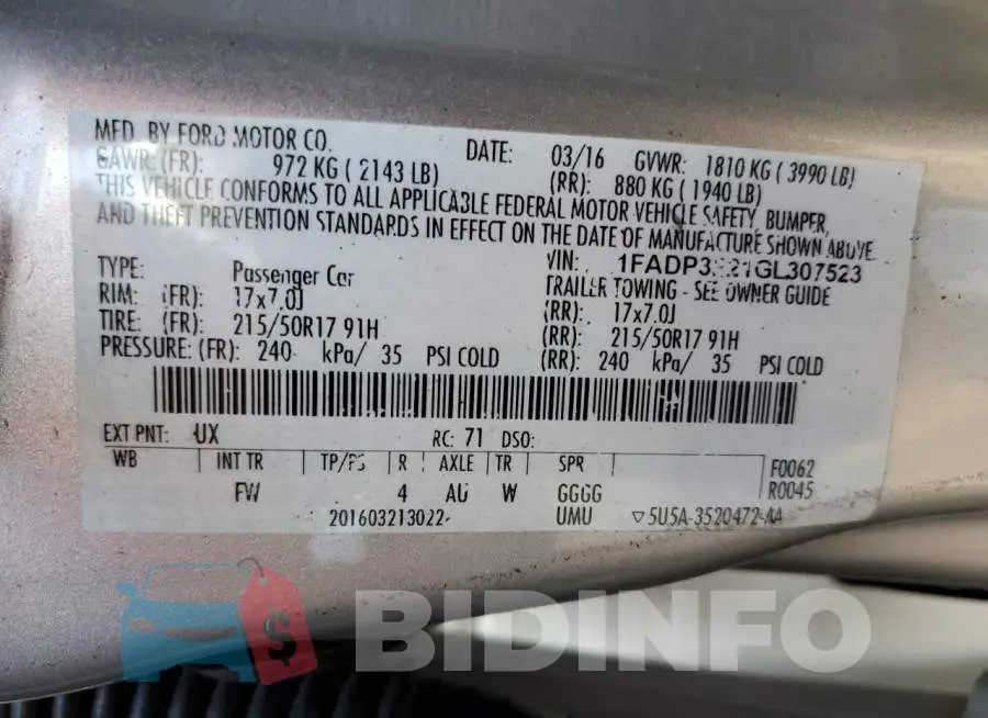 1FADP3F21GL307523 Photo# 12