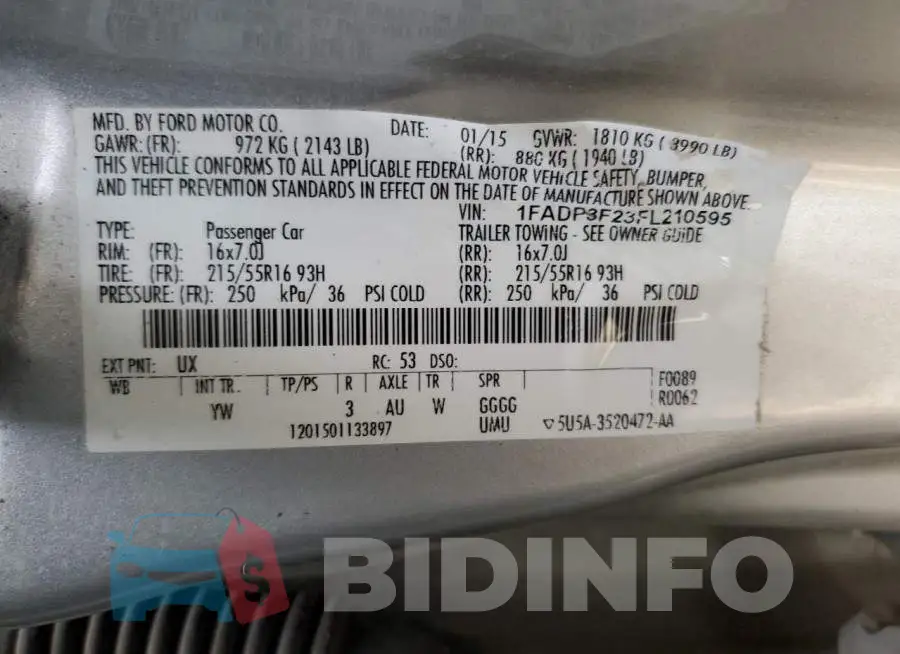 1FADP3F23FL210595 Photo# 12