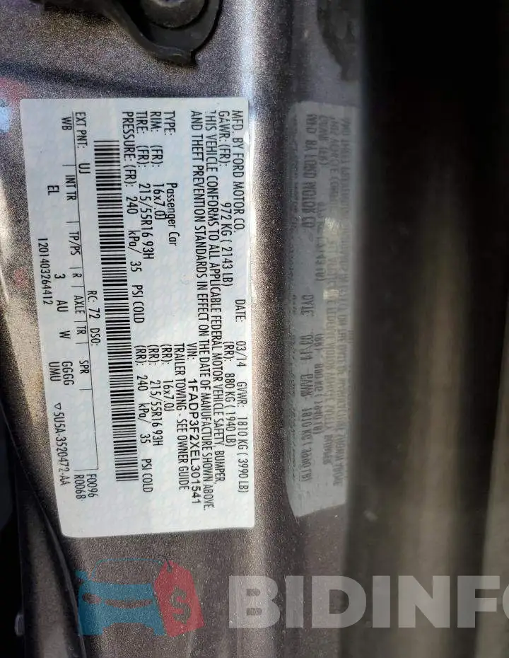 1FADP3F2XEL301541 Photo# 12
