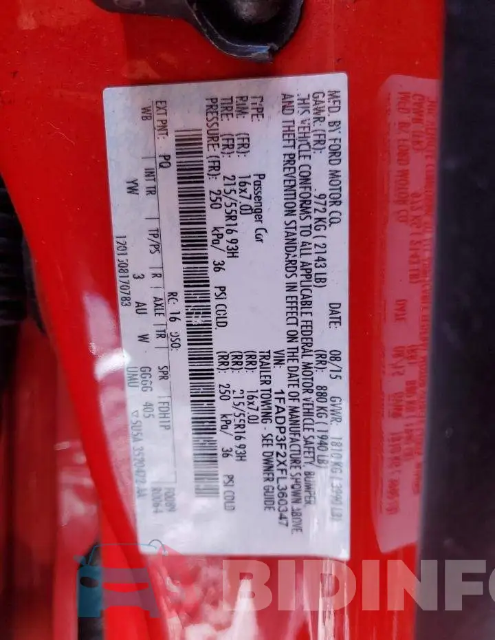 1FADP3F2XFL360347 Photo# 13