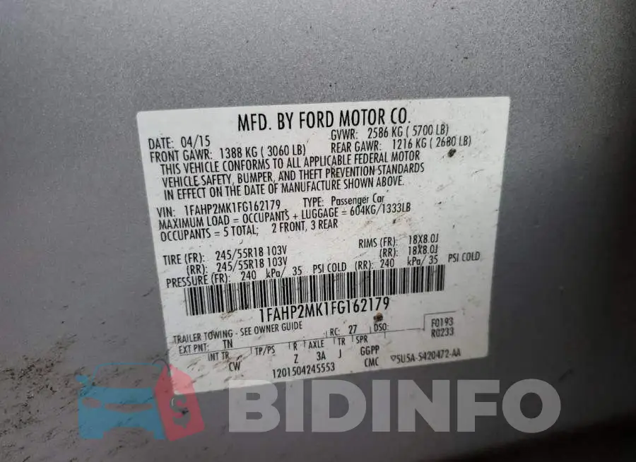 1FAHP2MK1FG162179 Photo# 12
