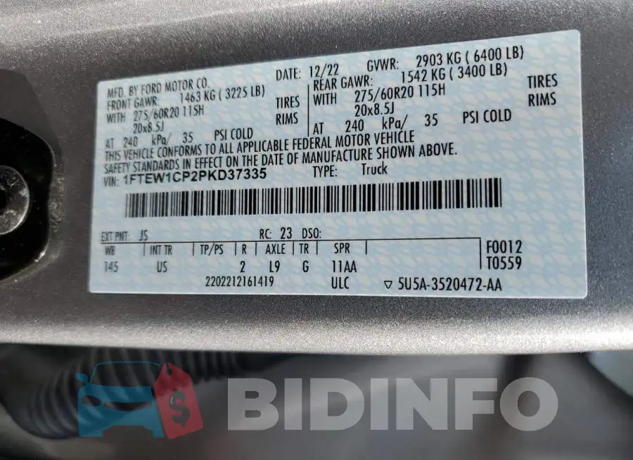 1FTEW1CP2PKD37335 Photo# 12