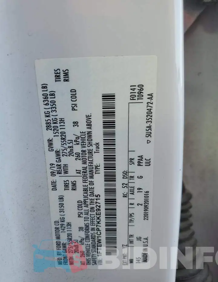 1FTEW1CP7KKE92715 Photo# 12