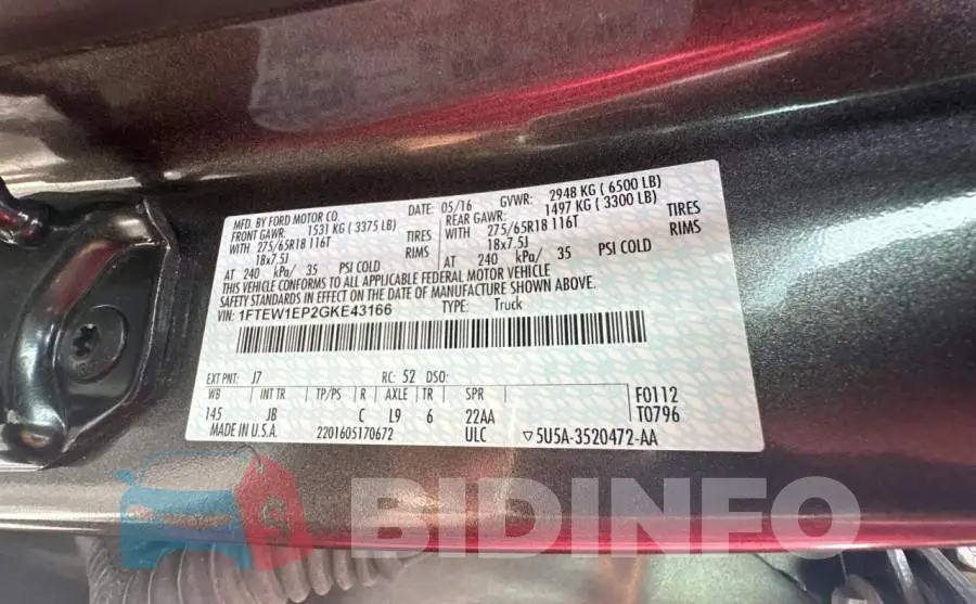 1FTEW1EP2GKE43166 Photo# 10