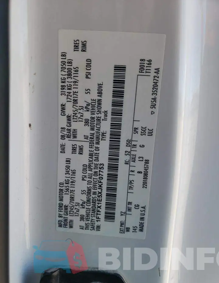 1FTFX1E5XJKF07753 Photo# 12