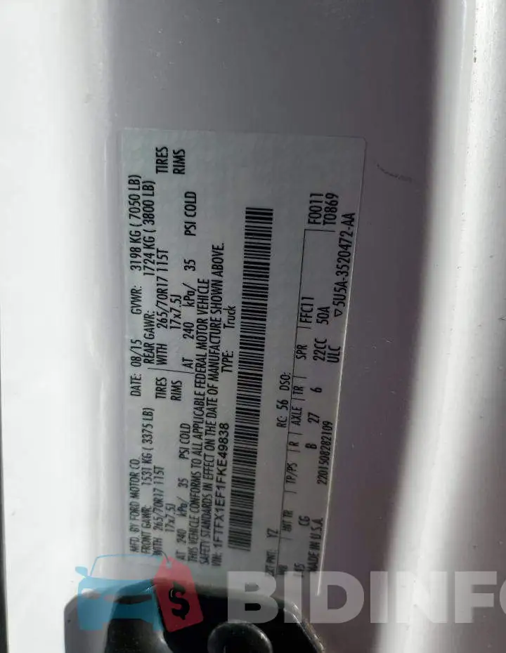 1FTFX1EF1FKE49838 Photo# 12