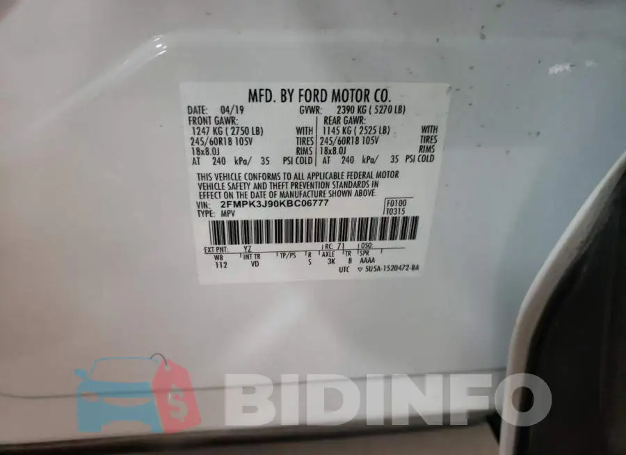 2FMPK3J90KBC06777 Photo# 13