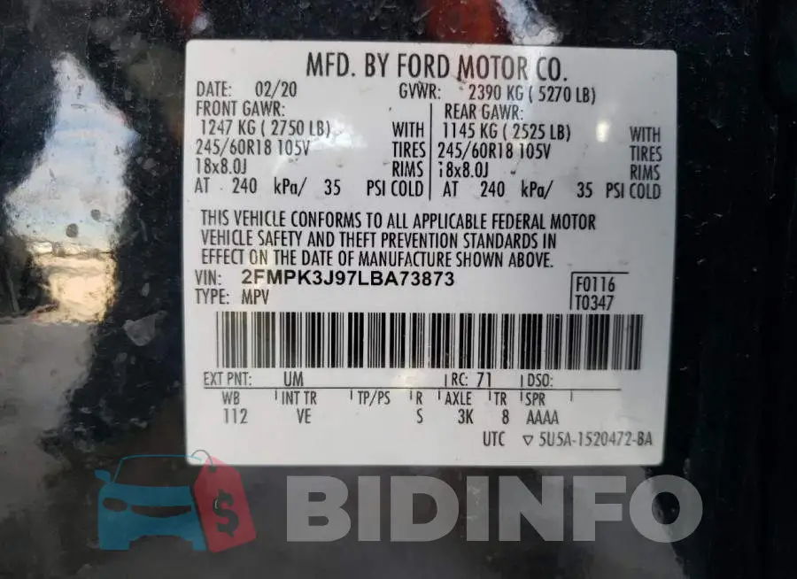 2FMPK3J97LBA73873 Photo# 13