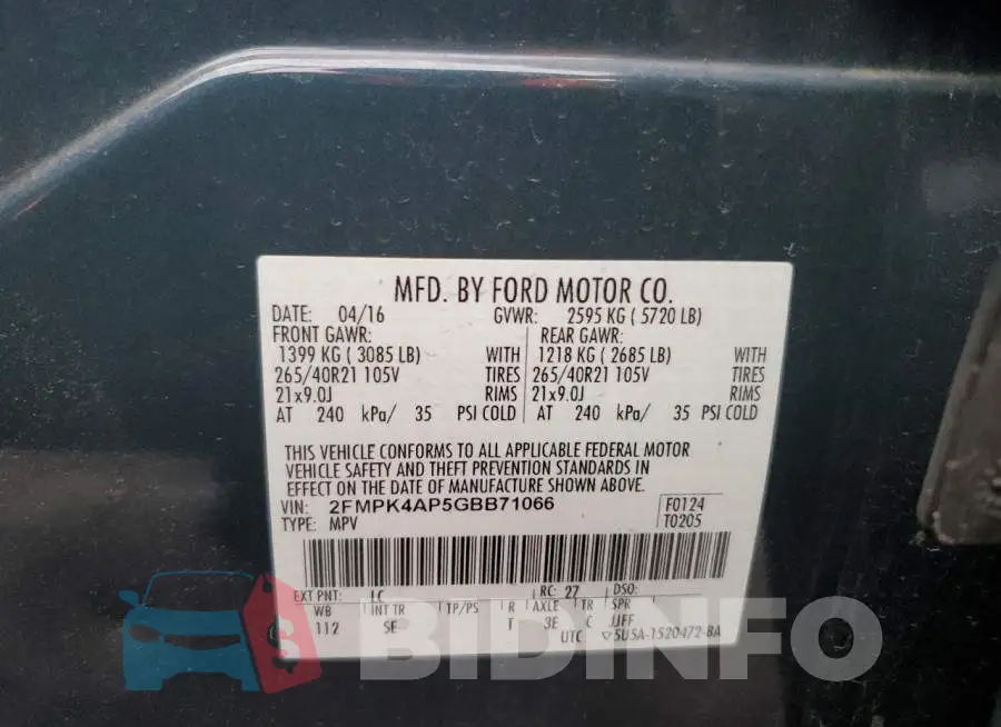 2FMPK4AP5GBB71066 Photo# 12