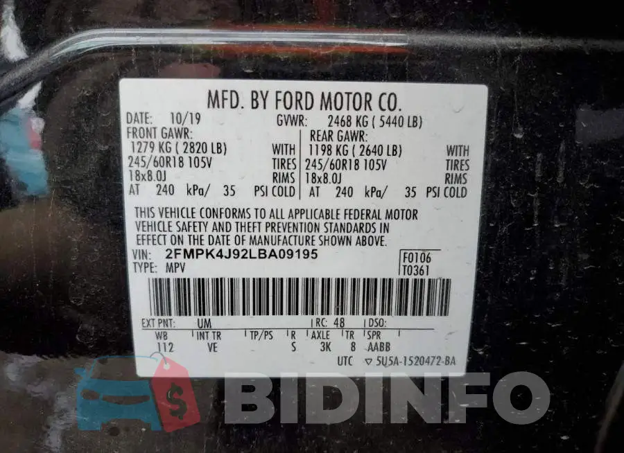 2FMPK4J92LBA09195 Photo# 12