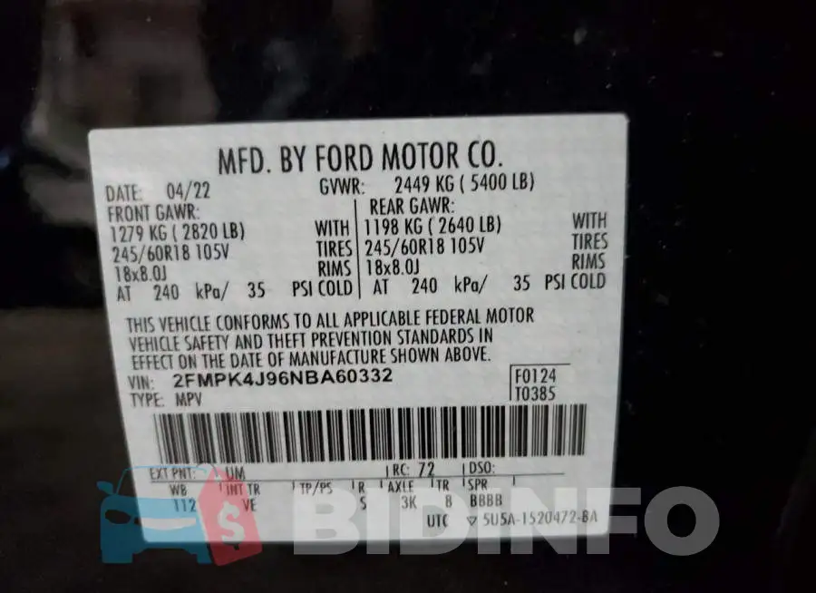 2FMPK4J96NBA60332 Photo# 13