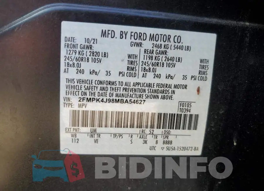 2FMPK4J98MBA54627 Photo# 13