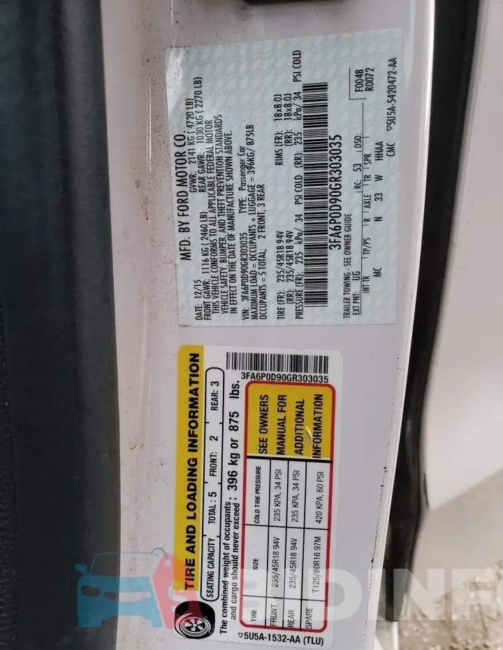 3FA6P0D90GR303035 Photo# 13