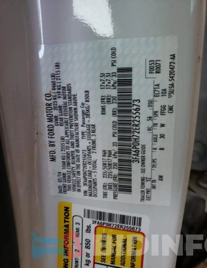 3FA6P0H72ER255673 Photo# 12