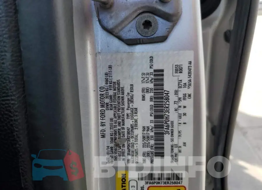 3FA6P0H73ER258047 Photo# 12