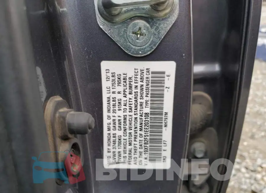 19XFB2F51EE203108 Photo# 13