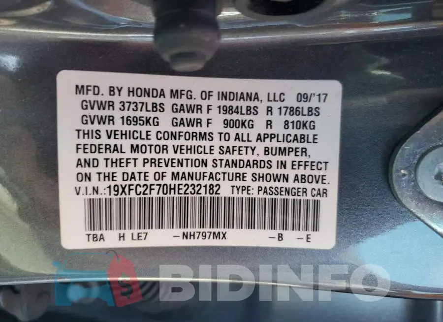 19XFC2F70HE232182 Photo# 12
