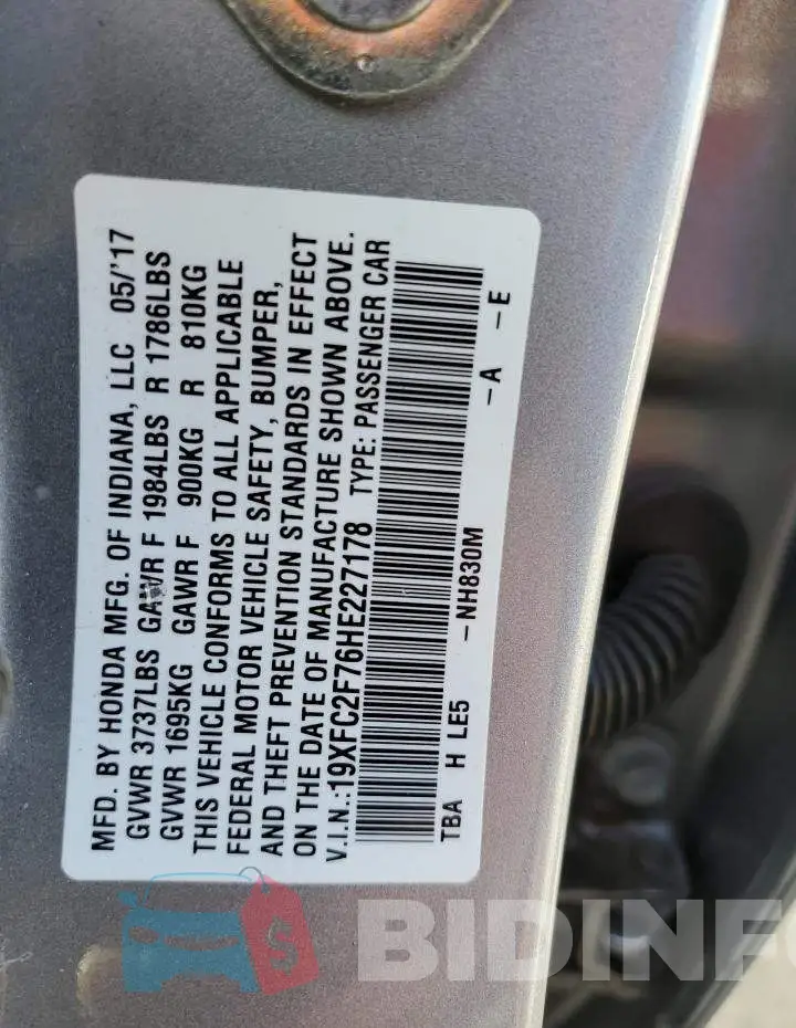 19XFC2F76HE227178 Photo# 13