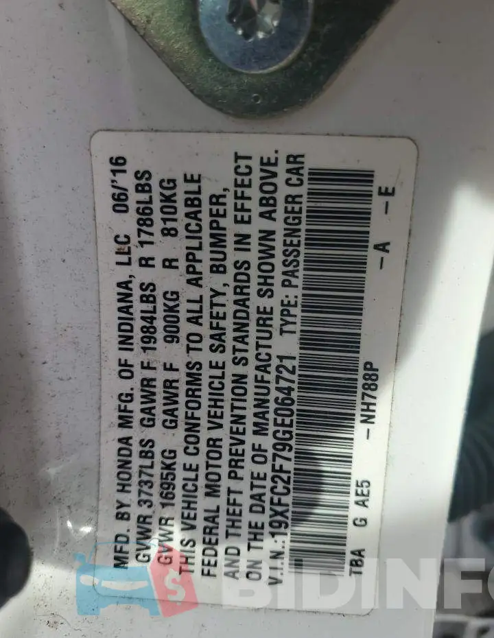 19XFC2F79GE064721 Photo# 12