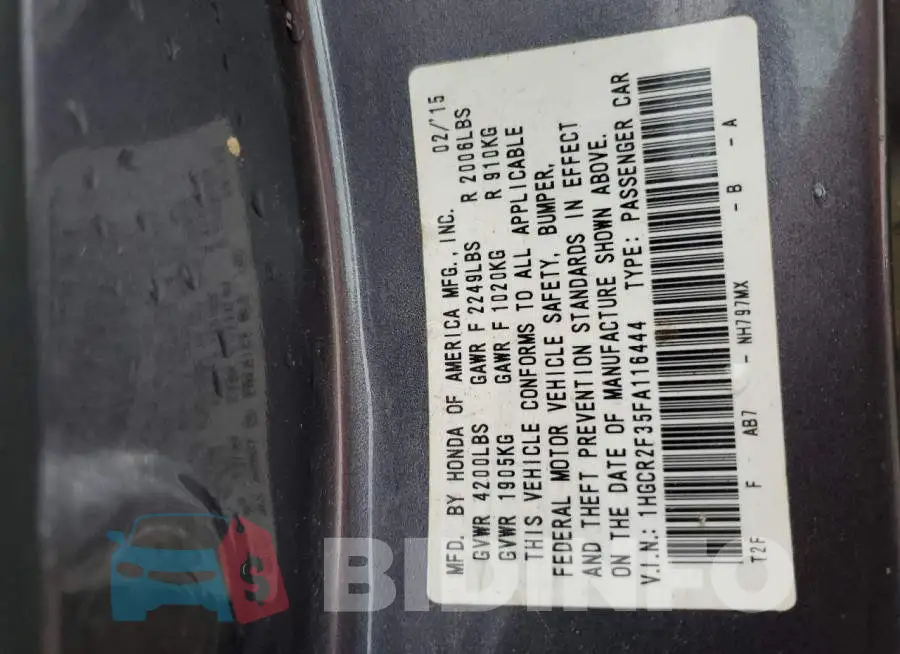 1HGCR2F35FA116444 Photo# 13