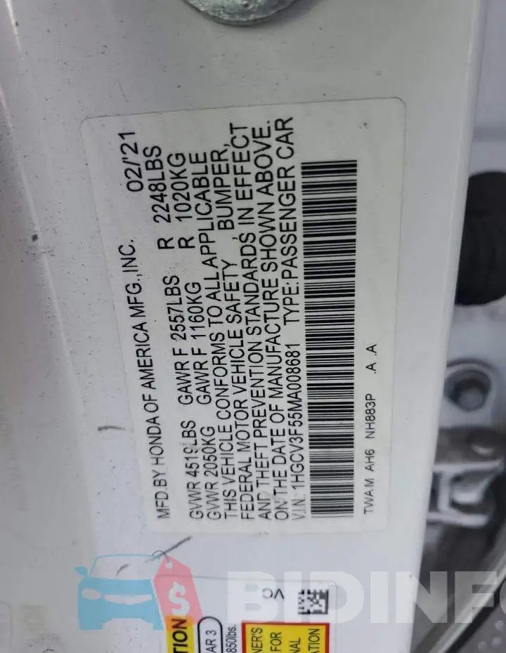 1HGCV3F55MA008681 Photo# 12