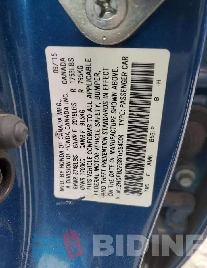 2HGFB2F58FH564004 Photo# 12