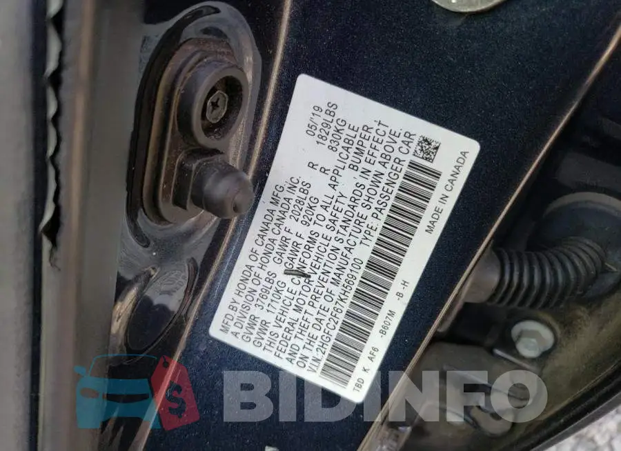 2HGFC2F67KH569100 Photo# 12