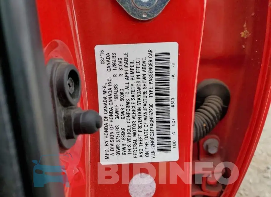 2HGFC2F7XGH567230 Photo# 12