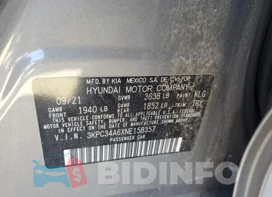 3KPC34A6XNE158357 Photo# 12