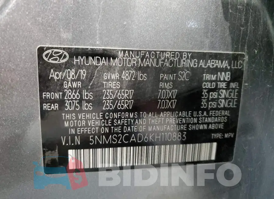 5NMS2CAD6KH110883 Photo# 12
