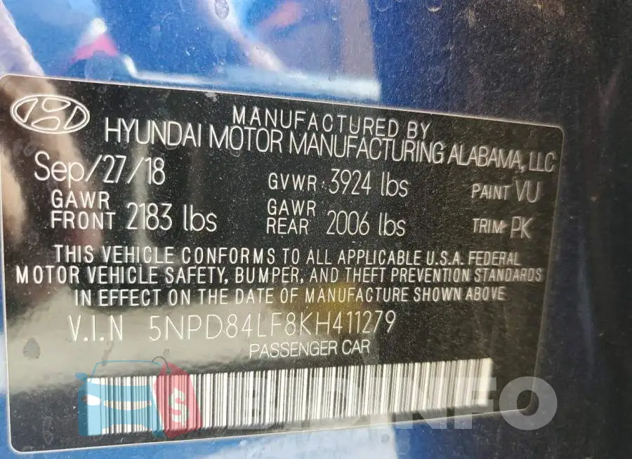 5NPD84LF8KH411279 Photo# 13